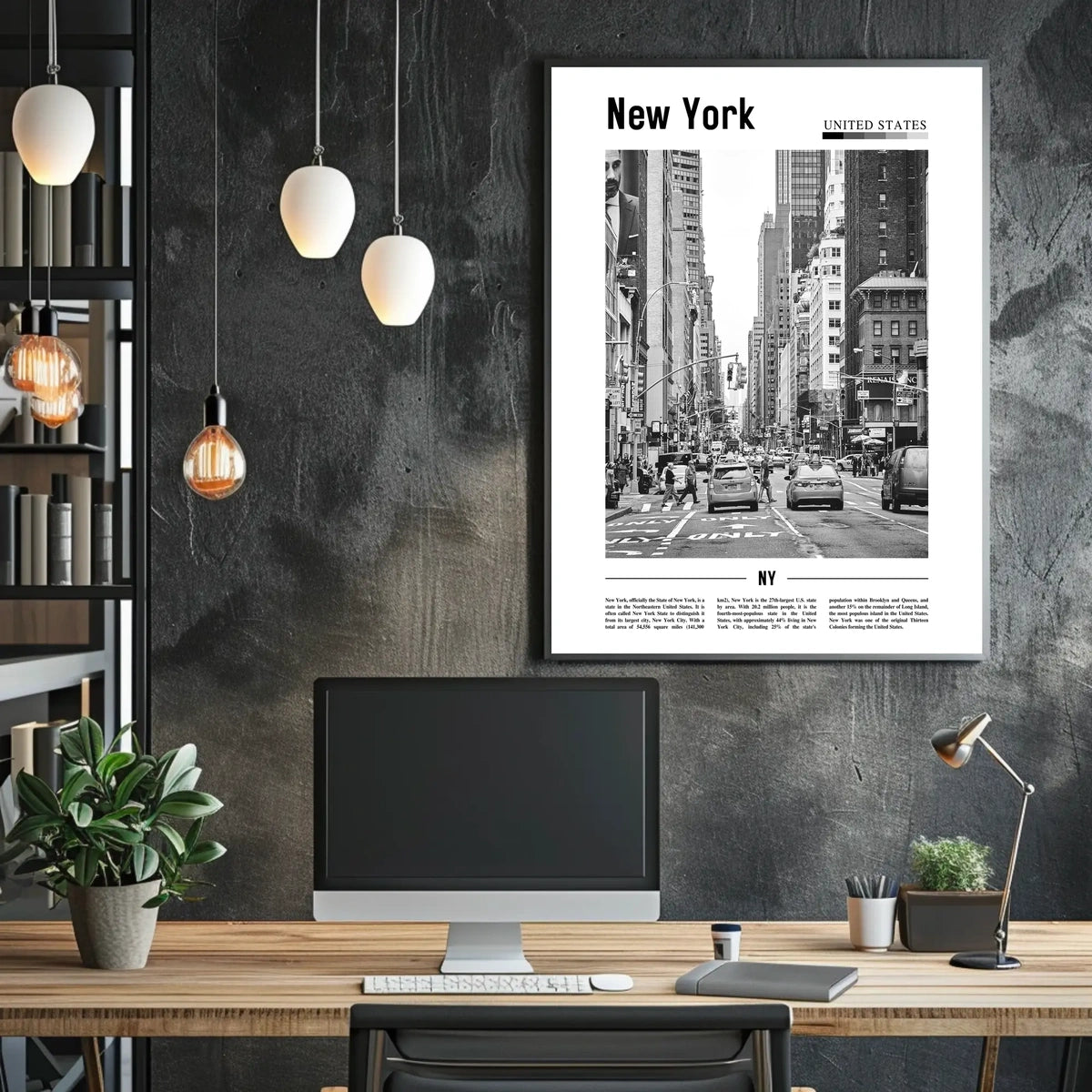 New York City Poster Modern Monochrome Cityscape Wall Art