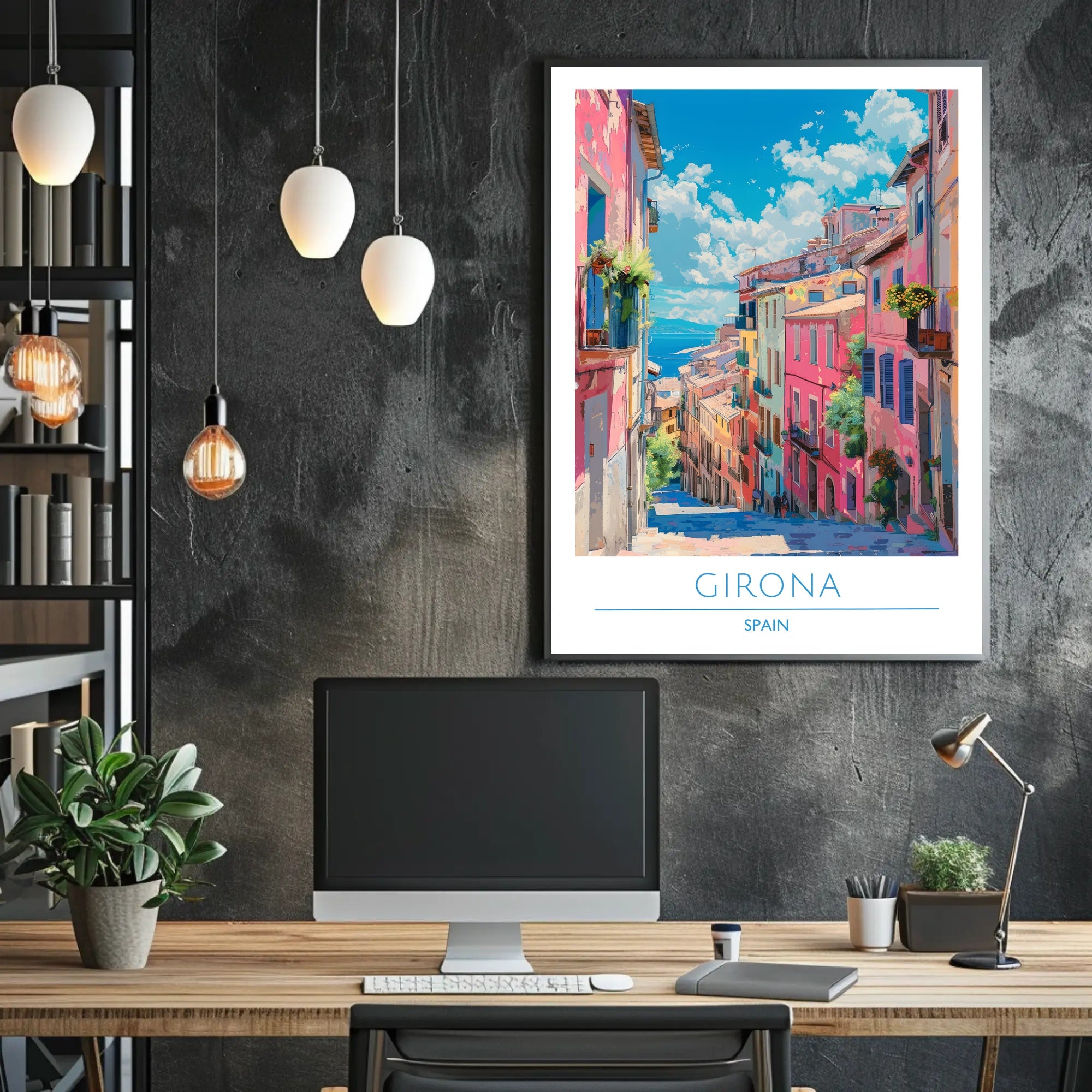 Colorful Streets of Girona Poster