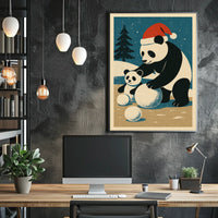 Pandas Winter Scene Poster