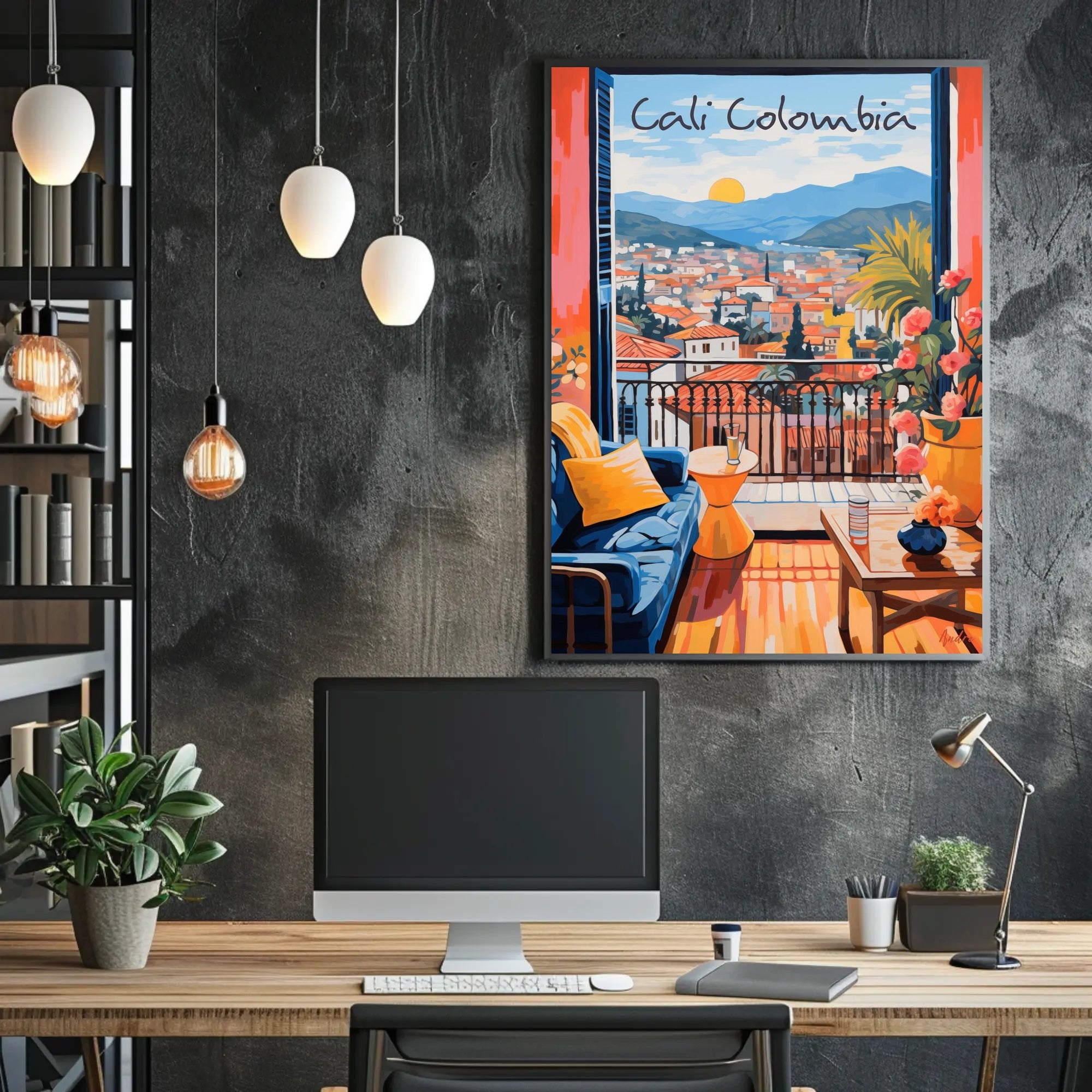 Cali, Colombia: Sunset Serenity Through an Open Window Poster