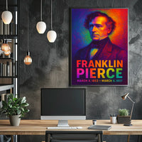 Franklin Pierce 14th President of the United States Neon Gradient Overlay Poster