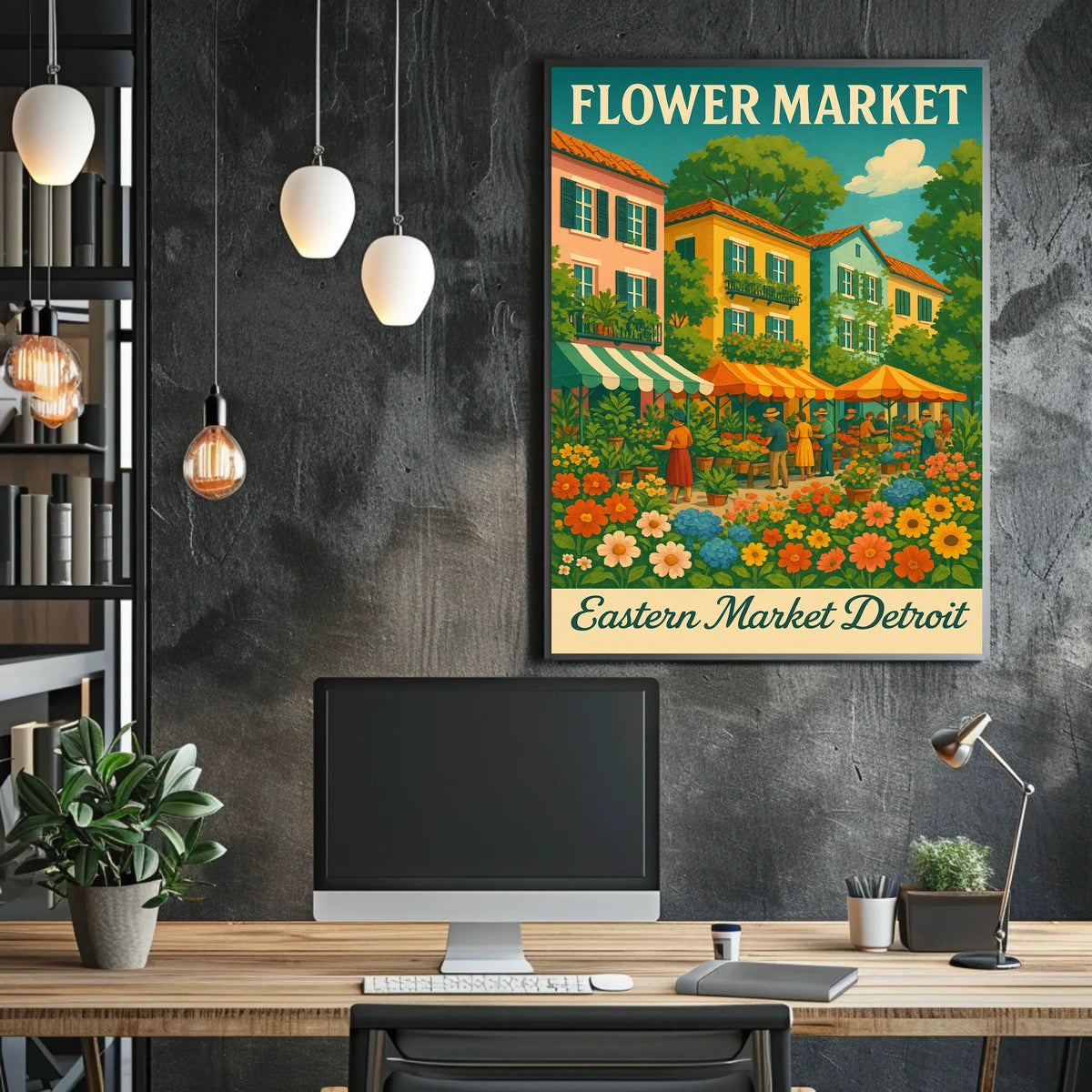 Flower Market Eastern Market Detroit Poster