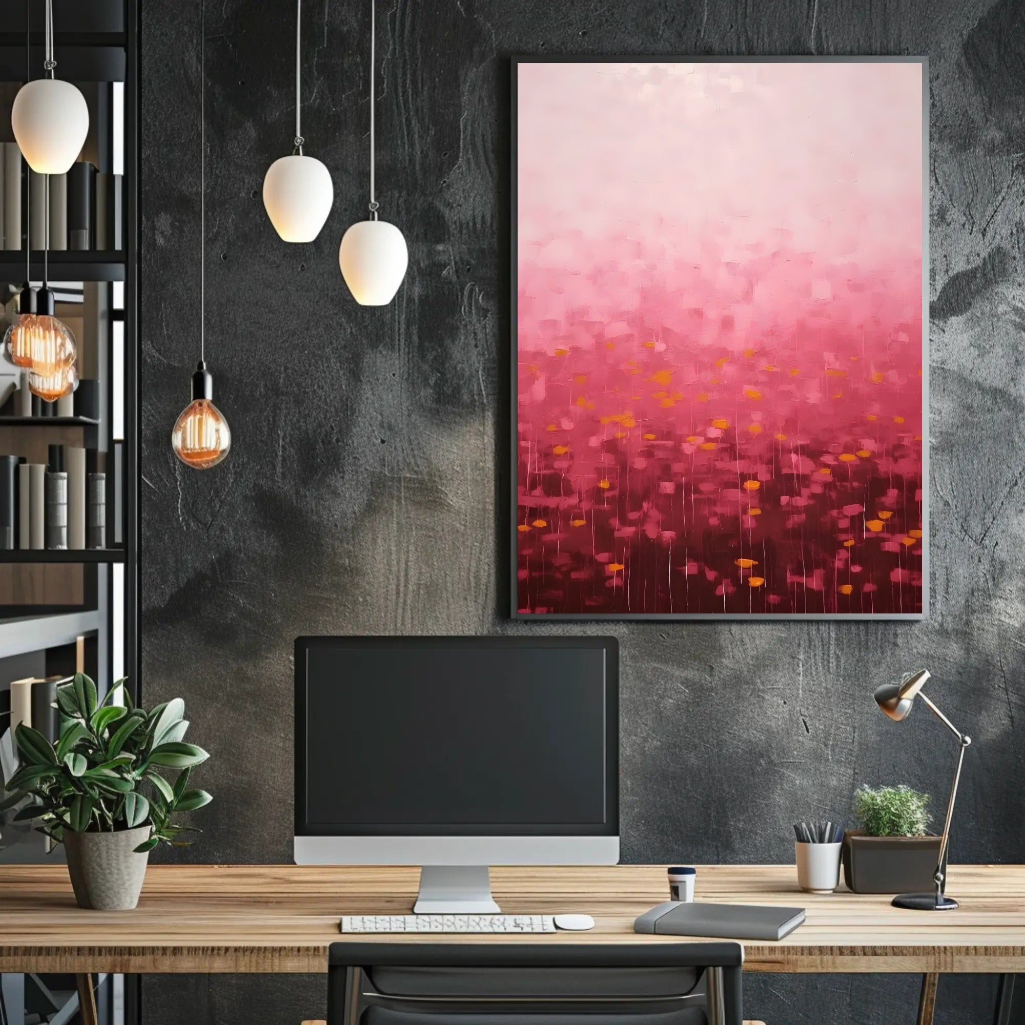 Abstract Pink Landscape Poster Modern Wall Art