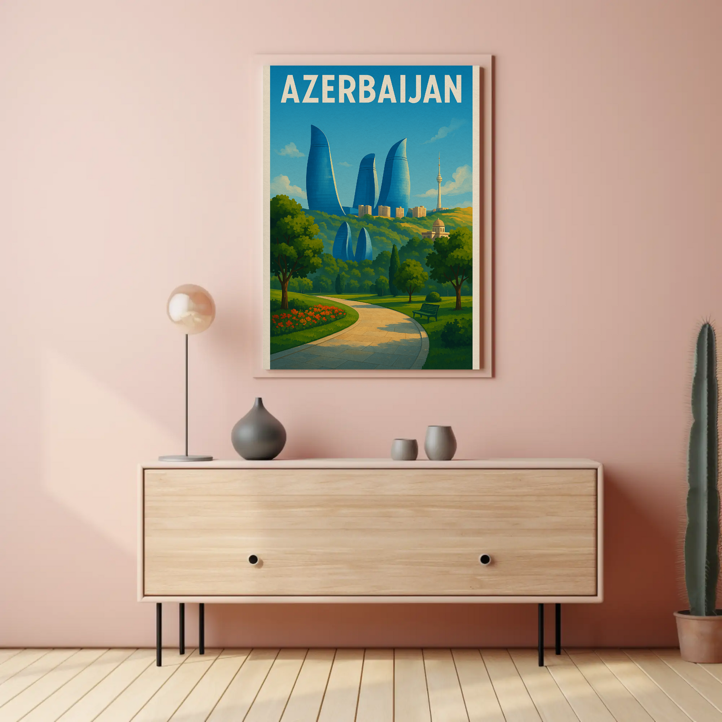 Majestic Azerbaijan Cityscape, Landmarks and Culture Travel Poster