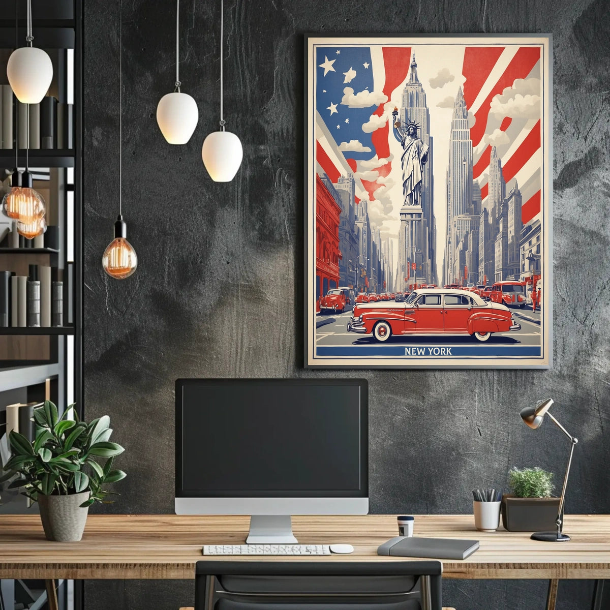 Historic New York Cityscape Poster Vintage Wall Art