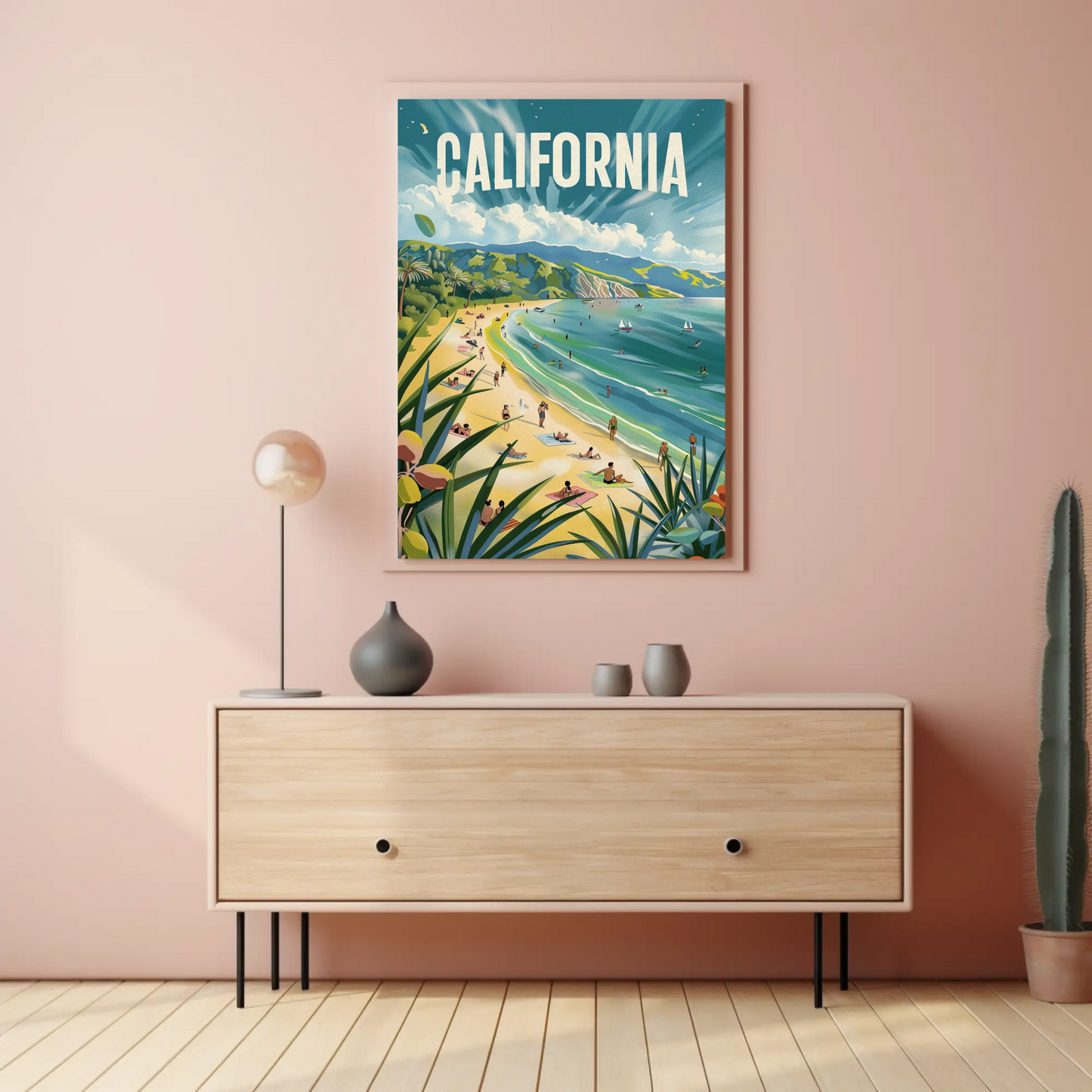 California Dream Coastline Beach Day Travel Poster