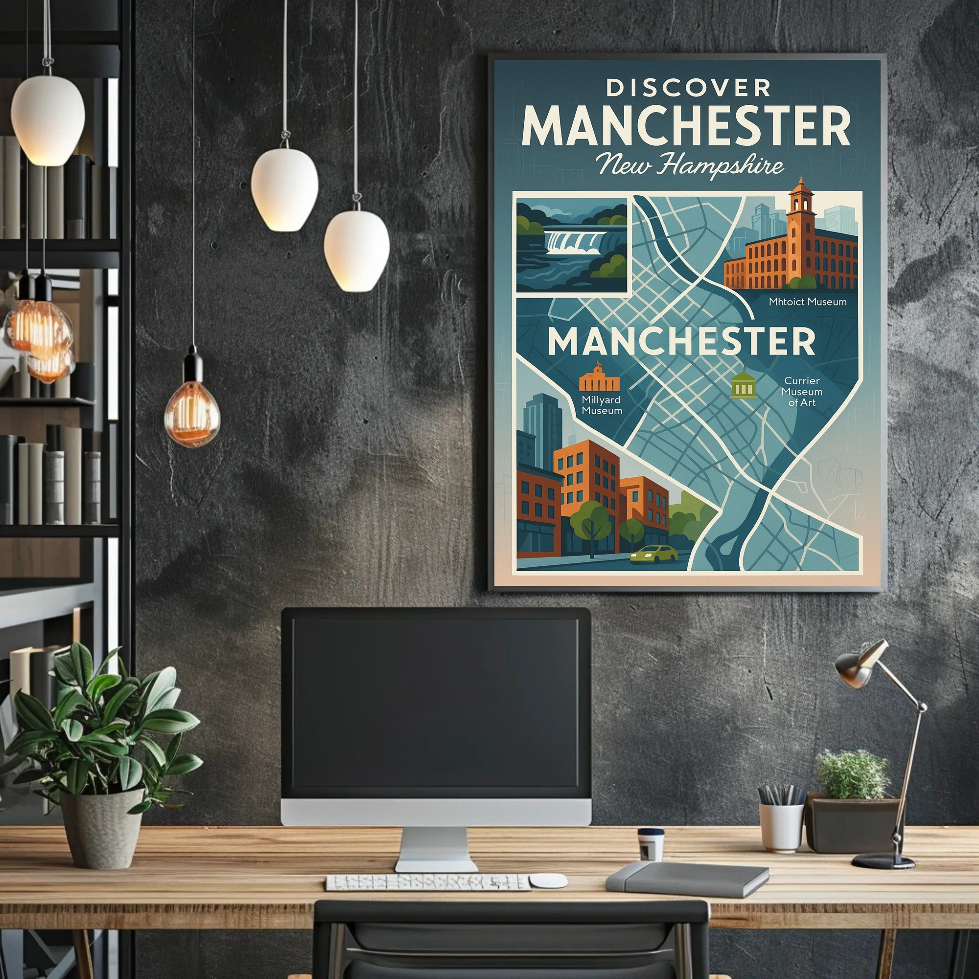 Discover Manchester, New Hampshire Poster PosterGoat