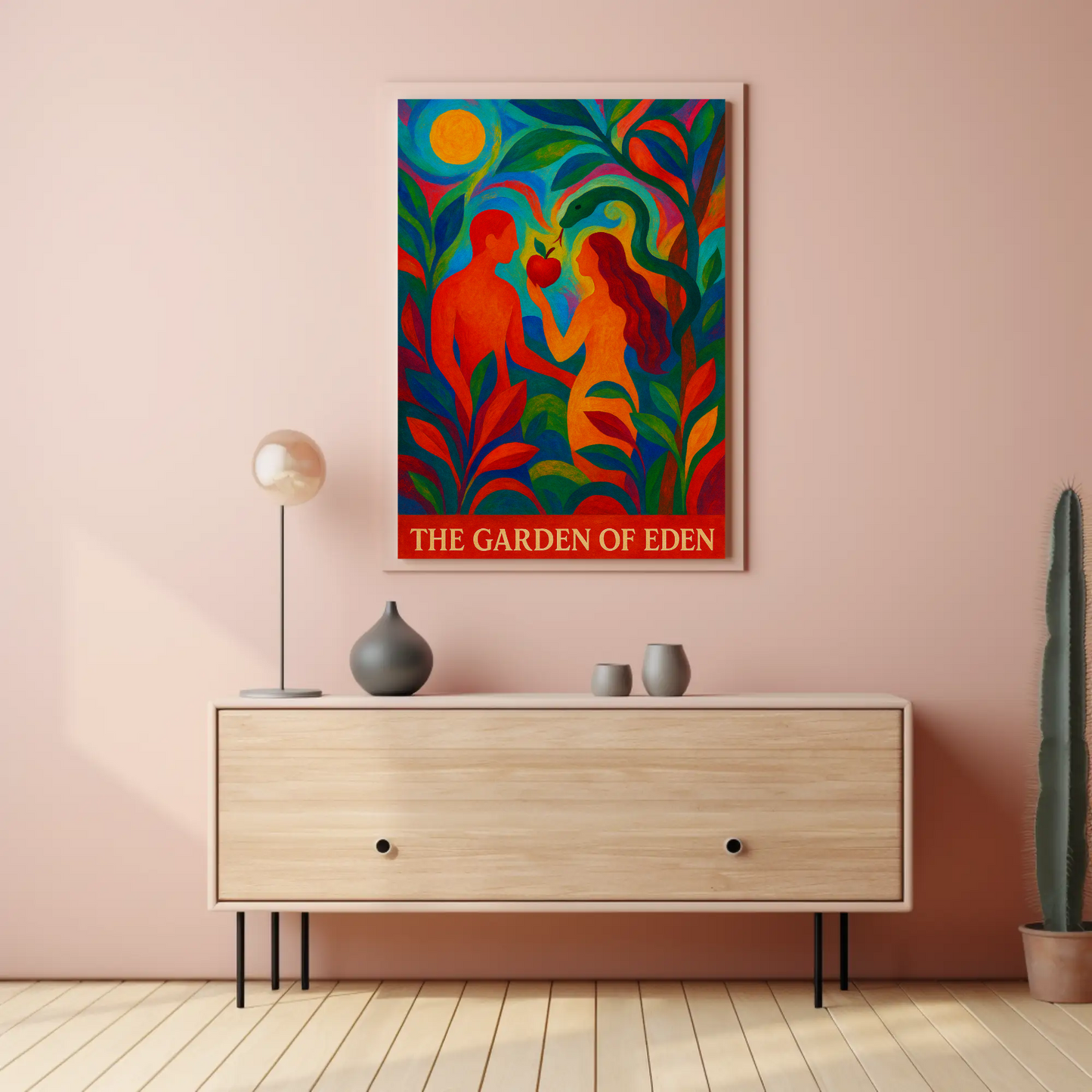 Garden Of Eden Abstract Adam Eve Colorful Poster