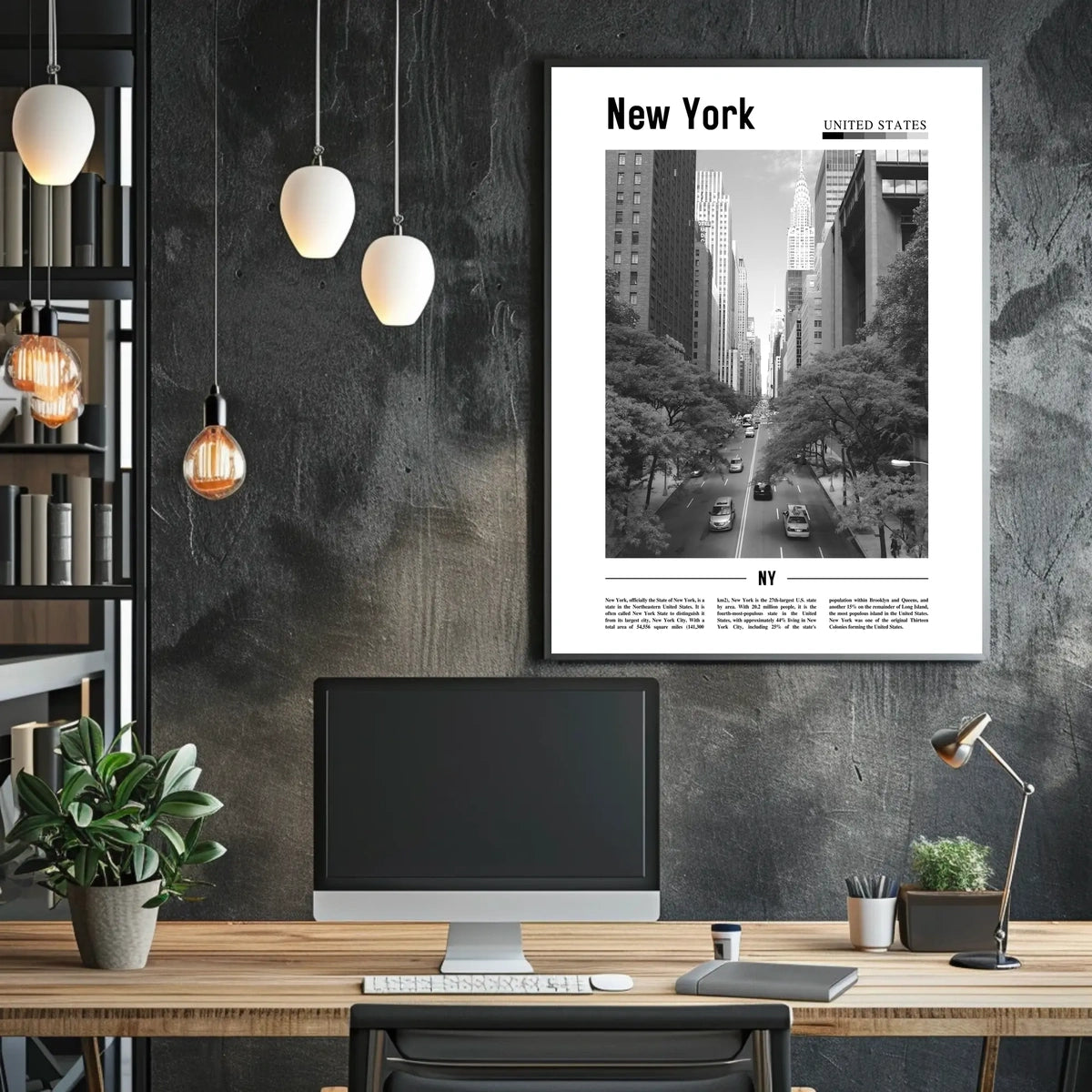 New York City Vintage Street Scene Poster Classic Wall Art