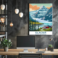 Scenic View of Glacier National Park Travel Poster