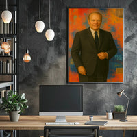 Vibrant Abstract Geometric Man in Suit Artistic Poster