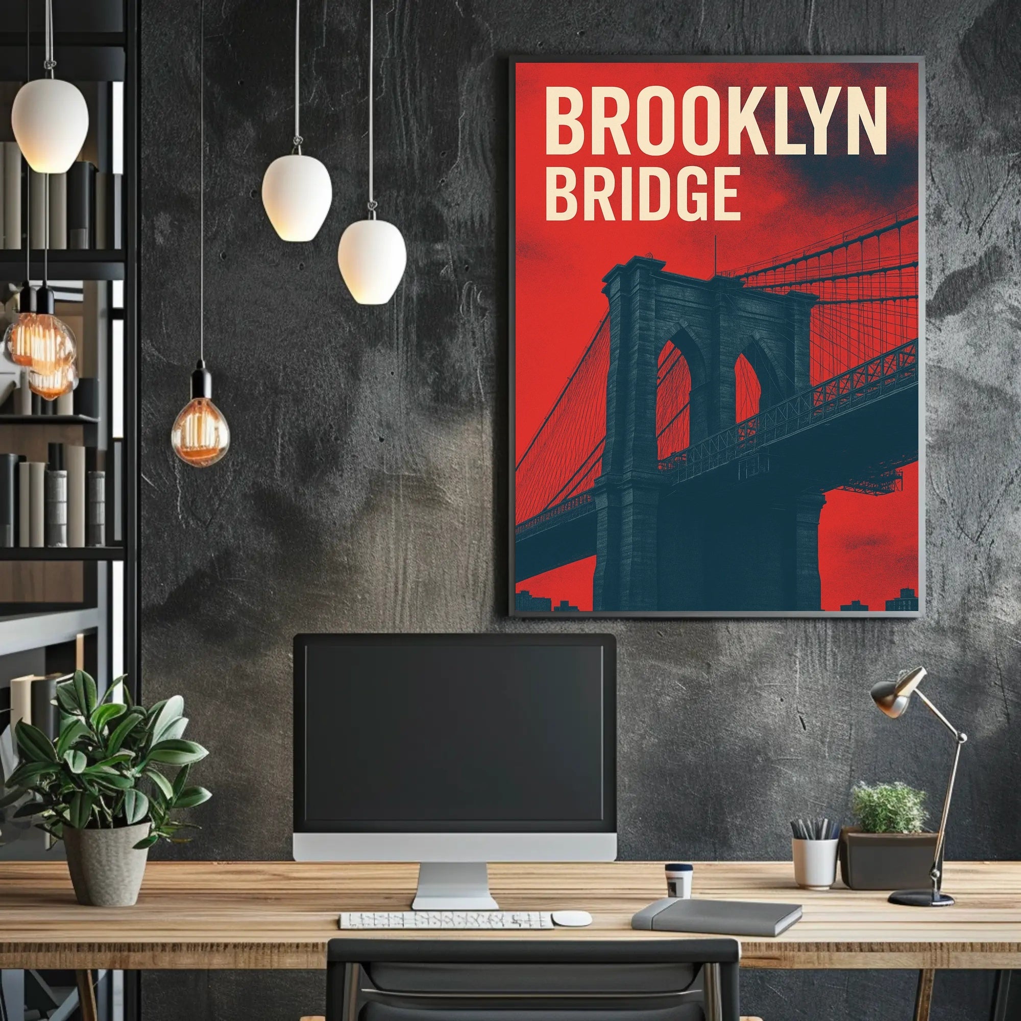 Brooklyn Bridge Urban Elegance: Modern Cityscape Poster