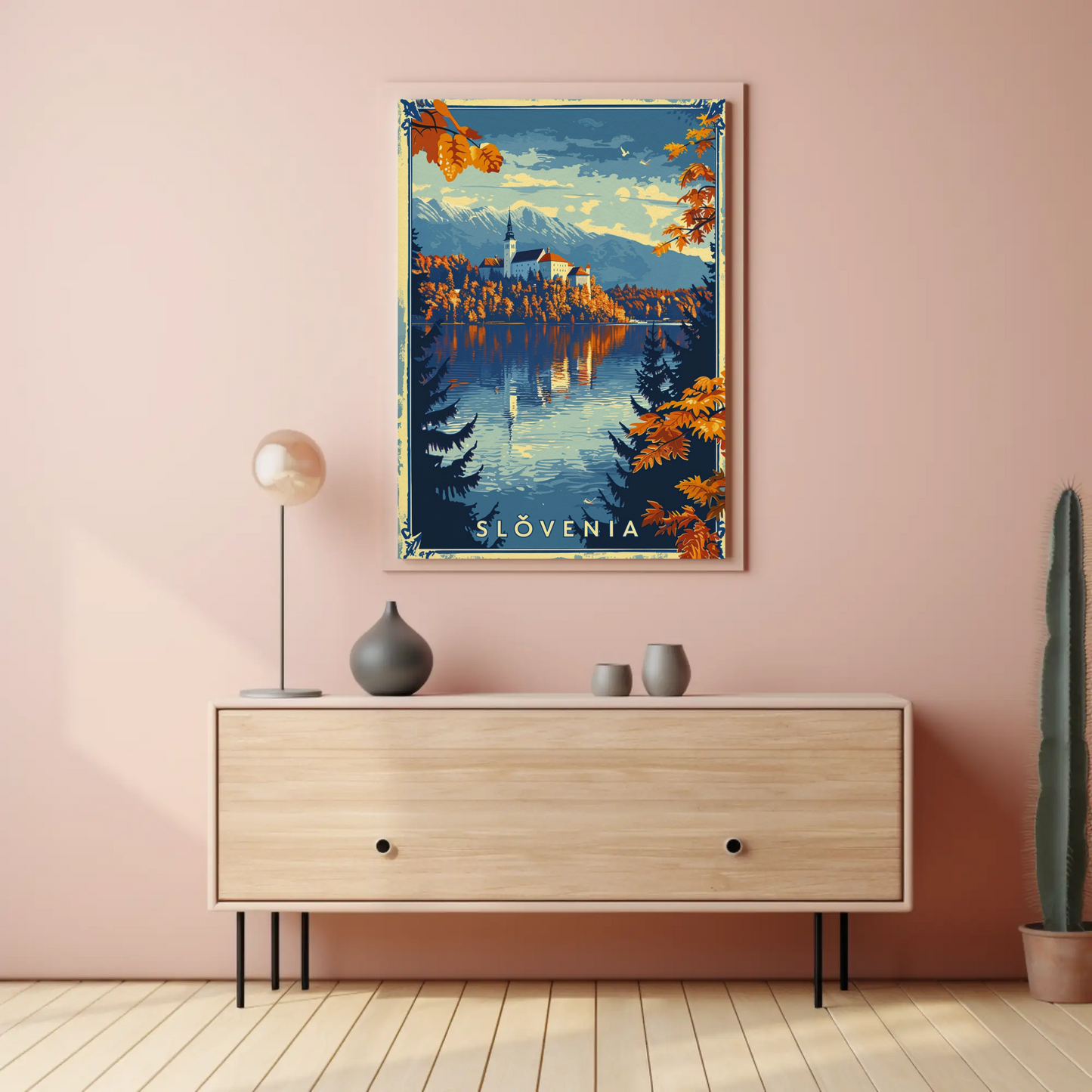 Autumn Lake Bled Slovenia Travel Poster