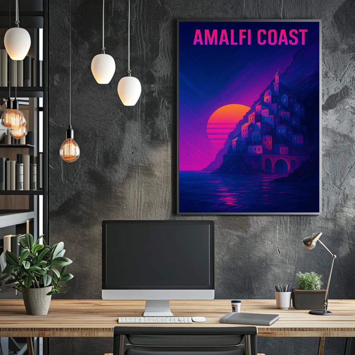 Amalfi Coast Sunset Poster Wall Art 18x24 Scenic Travel