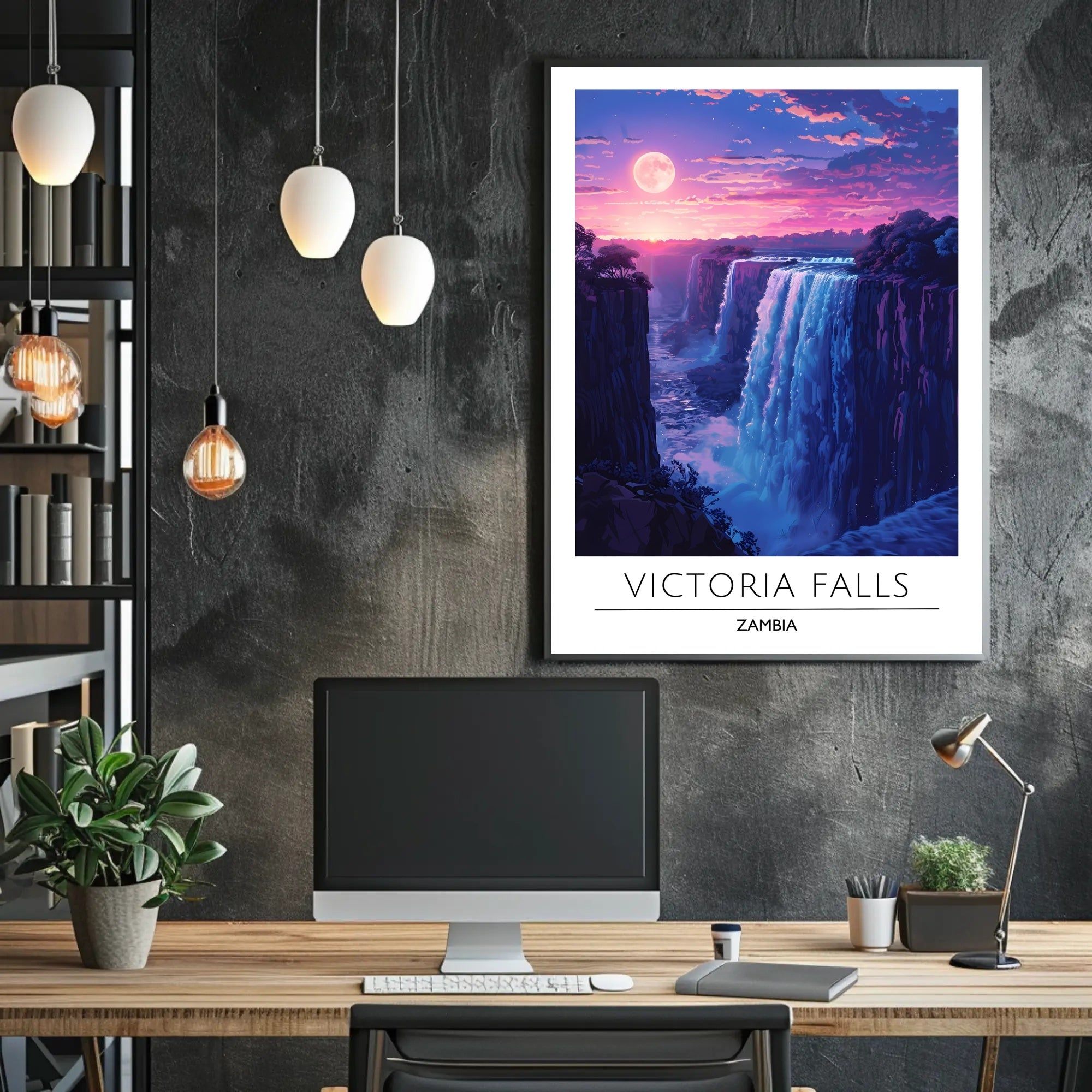 Victoria Falls Sunset Travel Poster