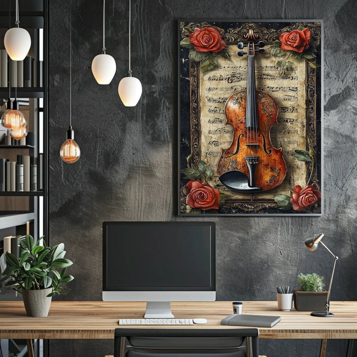 Artistic Violin Music Aged Sheet Background Poster