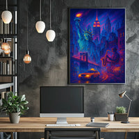 New York City Nightlife Poster Abstract Cityscape Wall Art