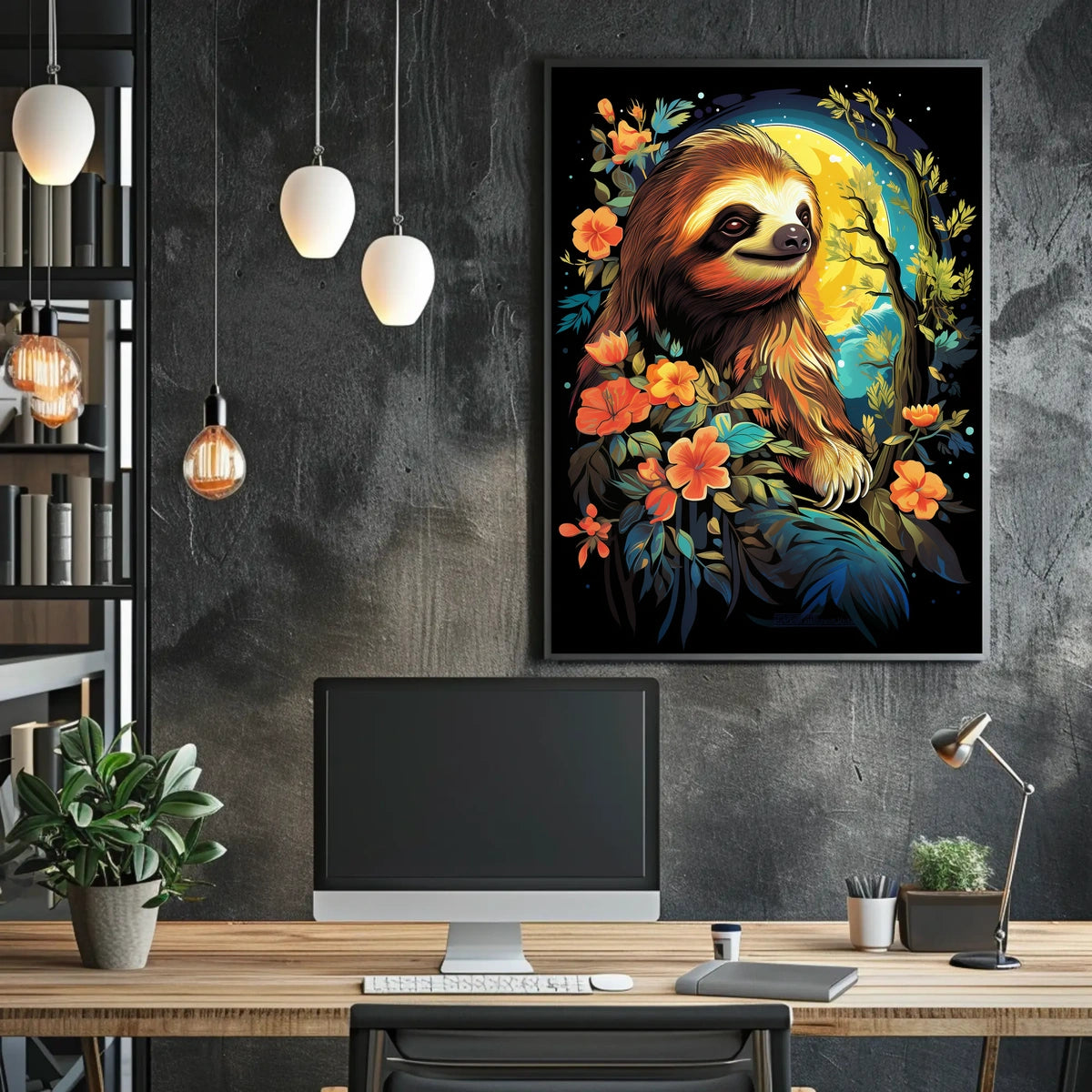 Serene Sloth In Bloom Poster