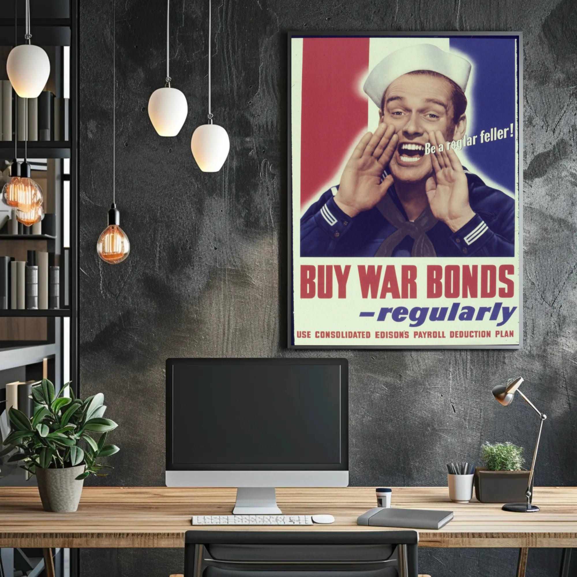 War Bonds Cheerful Sailor WWII Poster