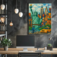 Iconic New York City Mosaic Art Poster Abstract Wall Art