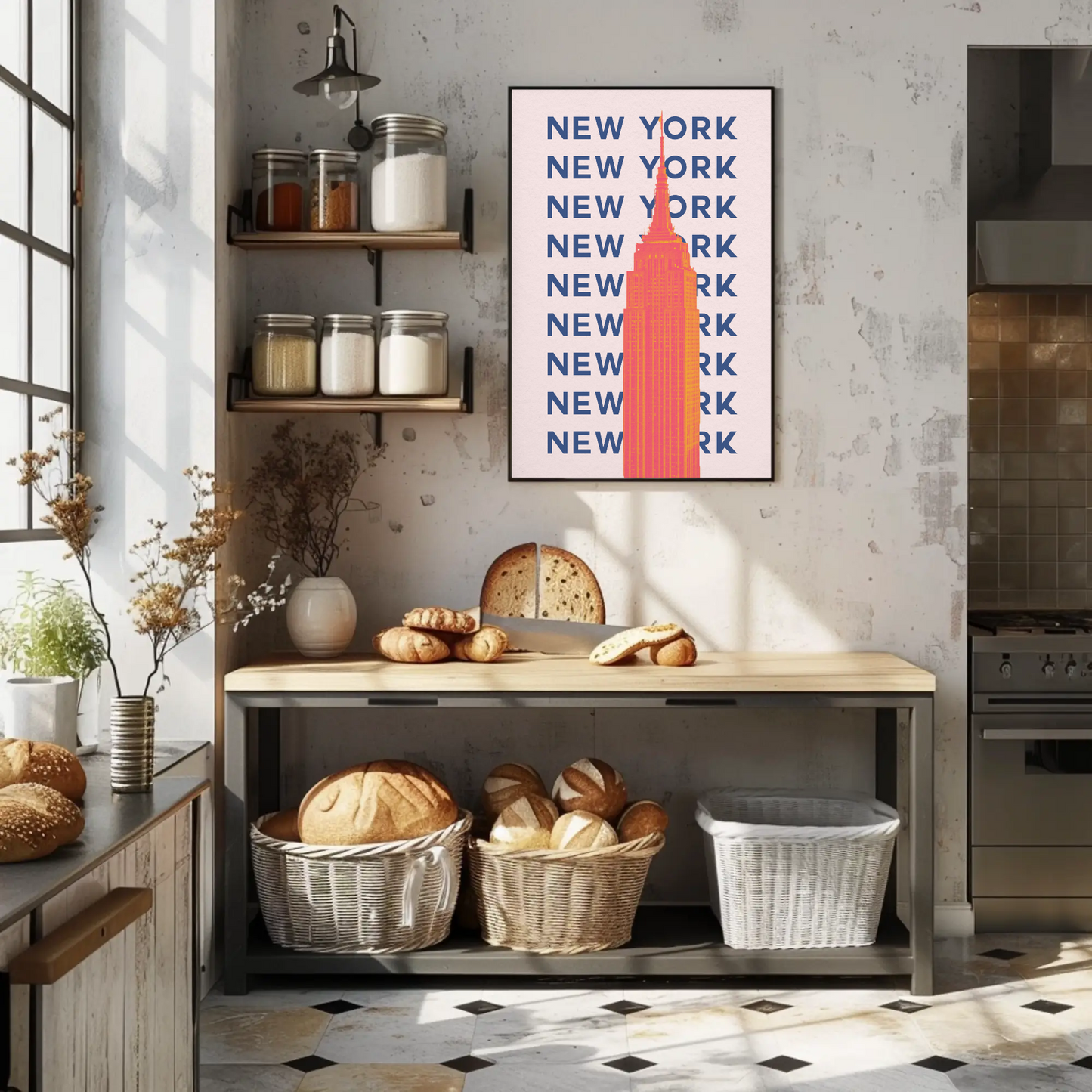 New York Empire State Poster Retro Travel Poster