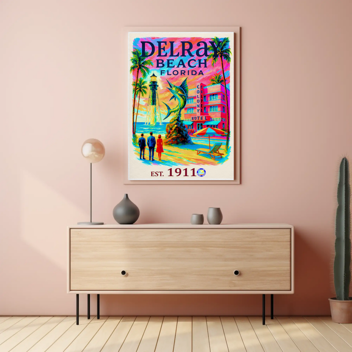 Delray Beach Florida Colony Hotel Lighthouse Travel Poster
