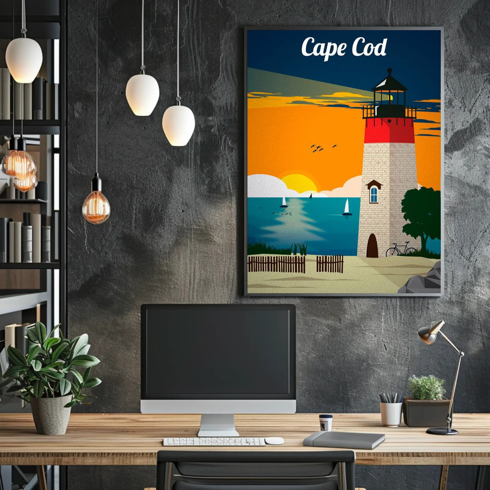 Cape Cod Lighthouse Coastal Adventure Travel Poster PosterGoat