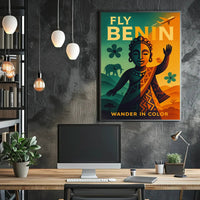 Fly Benin Vibrant Travel Adventure Poster PosterGoat