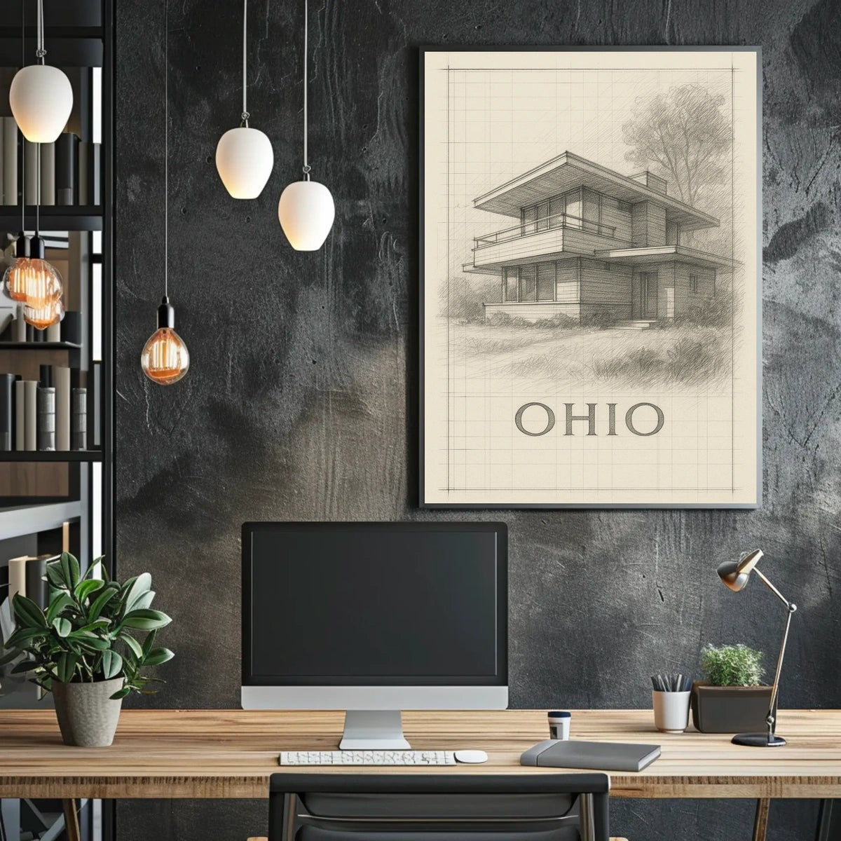 Ohio Architectural Sketch Poster
