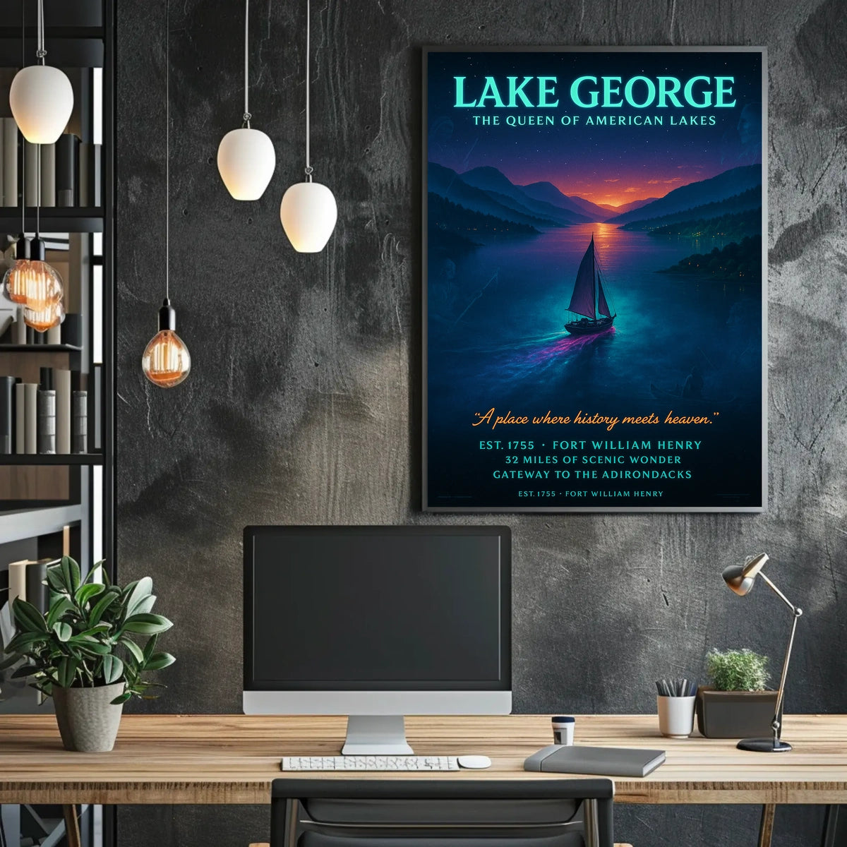 Lake George Queen Of American Lakes Poster Vintage Wall Art