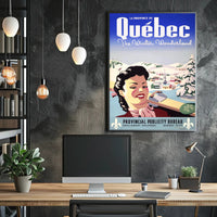 Vintage Québec Winter Wonderland Travel Poster PosterGoat