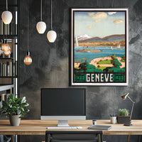 Picturesque Early 20th-Century Scene of Geneva Travel Poster