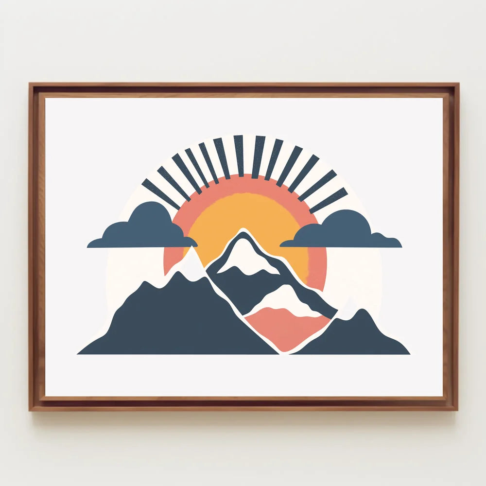 Mountain Sunrise Poster: Modern Minimalist Landscape Art