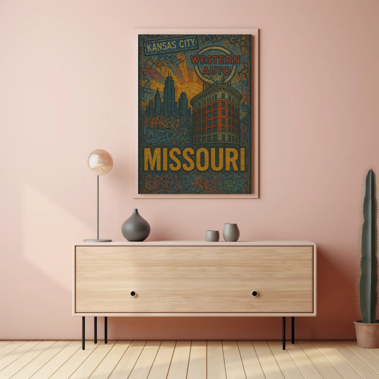 Kansas City Missouri Western Auto Urban Grunge Travel Poster