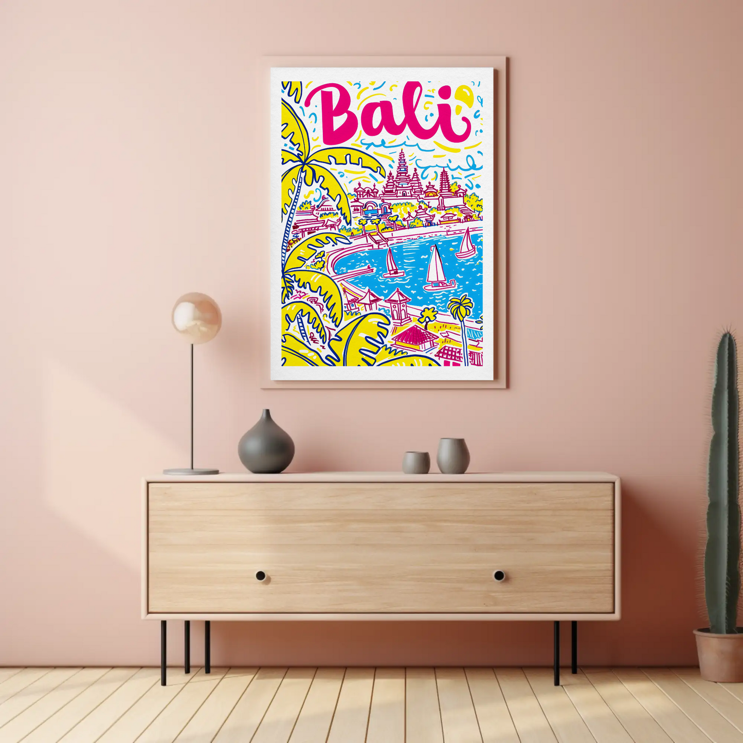 Bali Indonesia Tropical Paradise Ocean Temple Travel Poster