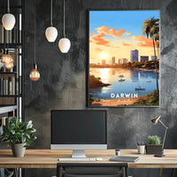 Serene Sunset in Darwin Urban or Cityscape Poster