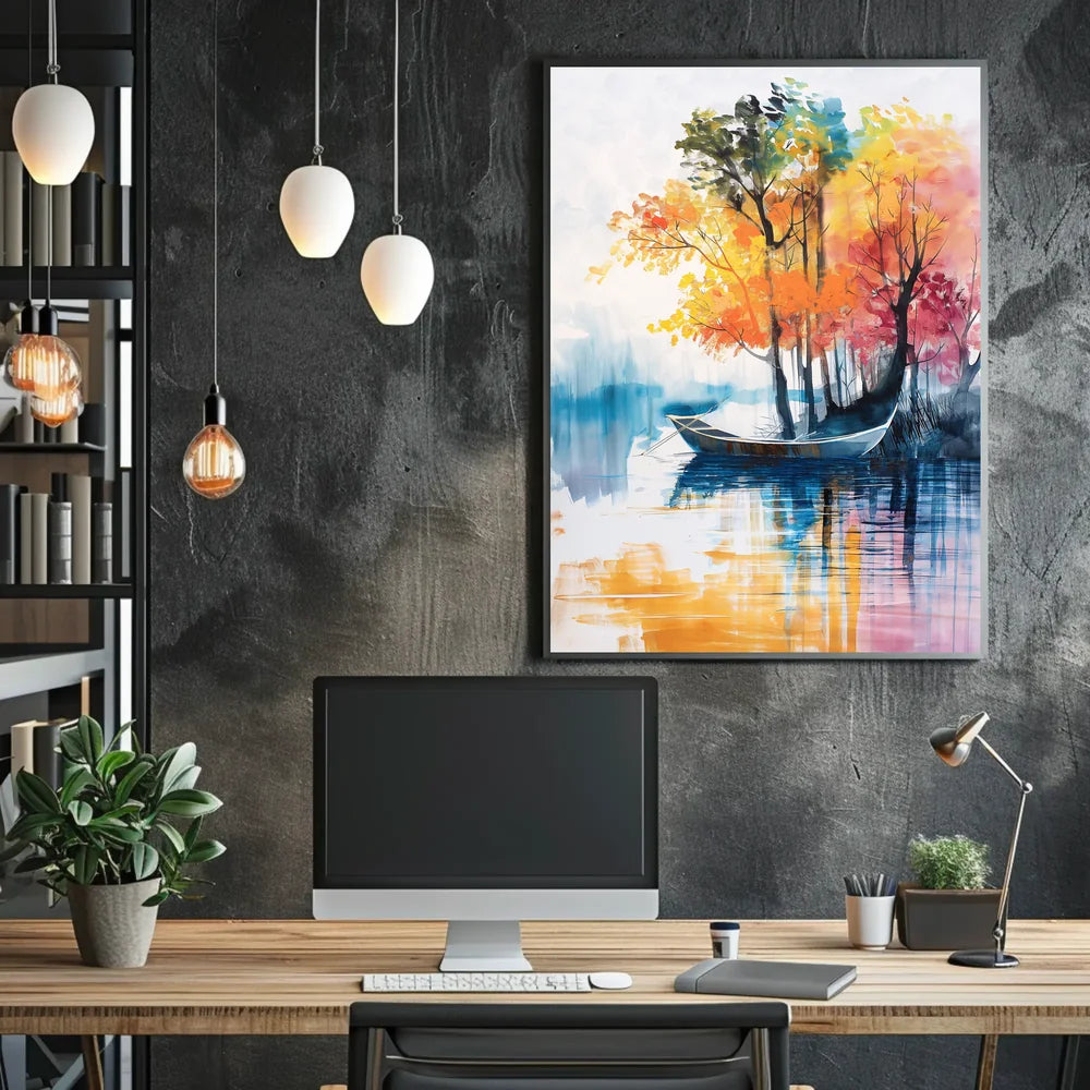 Vintage Car and Retro Architecture Art Poster