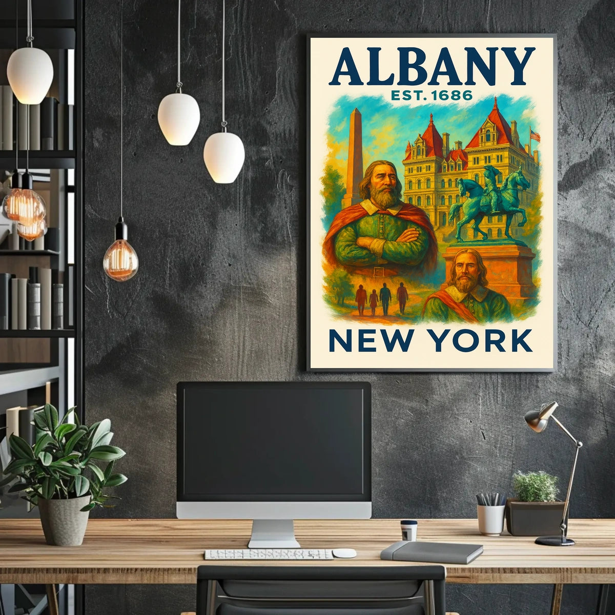 Albany History And Architecture Poster Vintage Wall Art