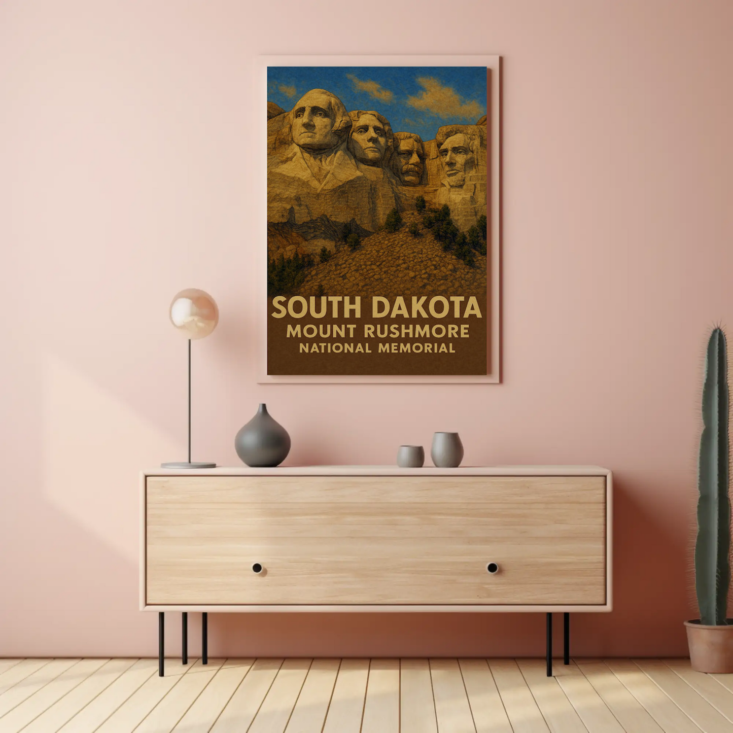 Mount Rushmore National Memorial Realistic Style Travel Poster