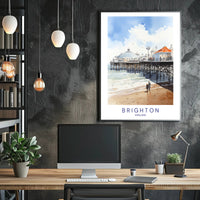 Brighton seaside watercolor travel poster - serene, nostalgic charm PosterGoat