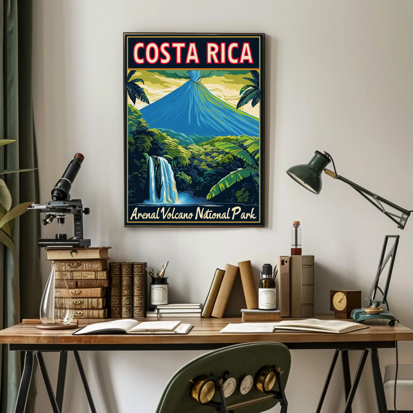 Costa Rica Arenal Volcano National Park Vintage Style Poster