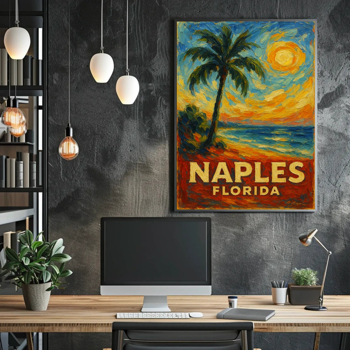 Naples Florida Brushstroke Art Poster