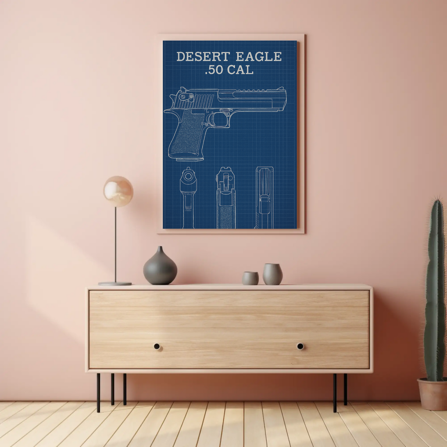Desert Eagle 50 Cal Blueprint Side Front Views Poster