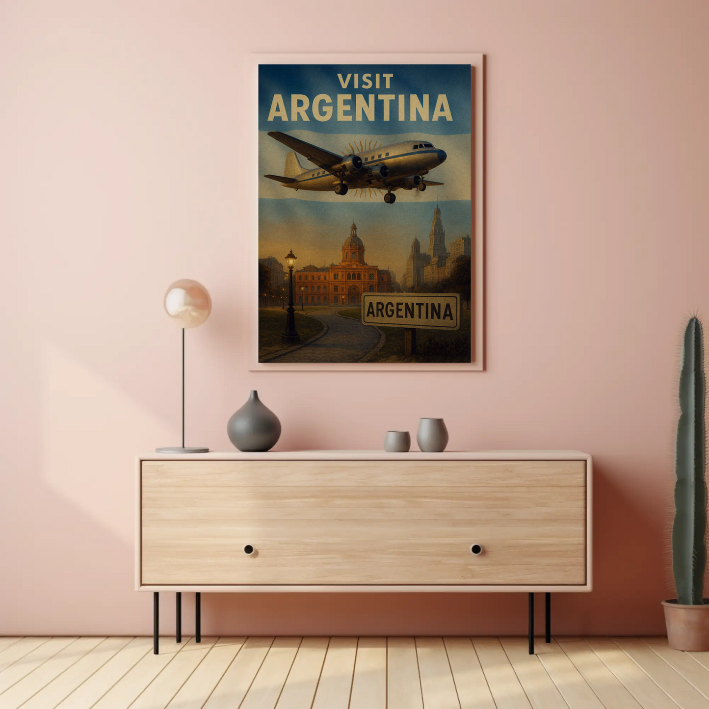 Visit Argentina Buenos Aires Airplane Flight Travel Poster