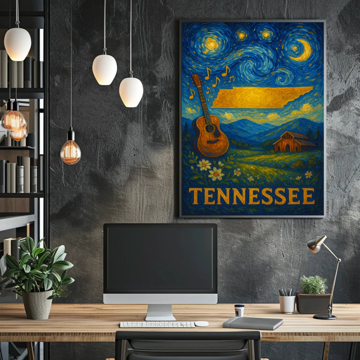 Tennessee Night Sky Music Art Poster - Cultural or Heritage Poster