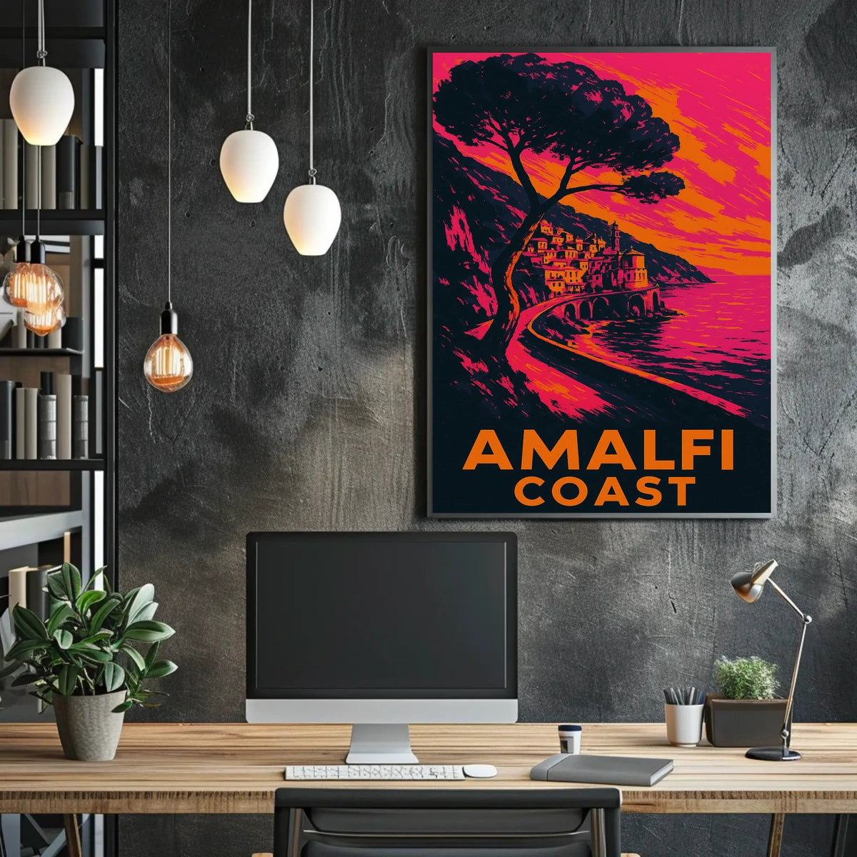 Amalfi Coast Poster Wall Art for Coastal Home Decor
