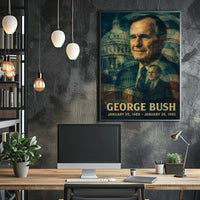 George H. W. Bush 41st President of the United States Double Exposure Poster