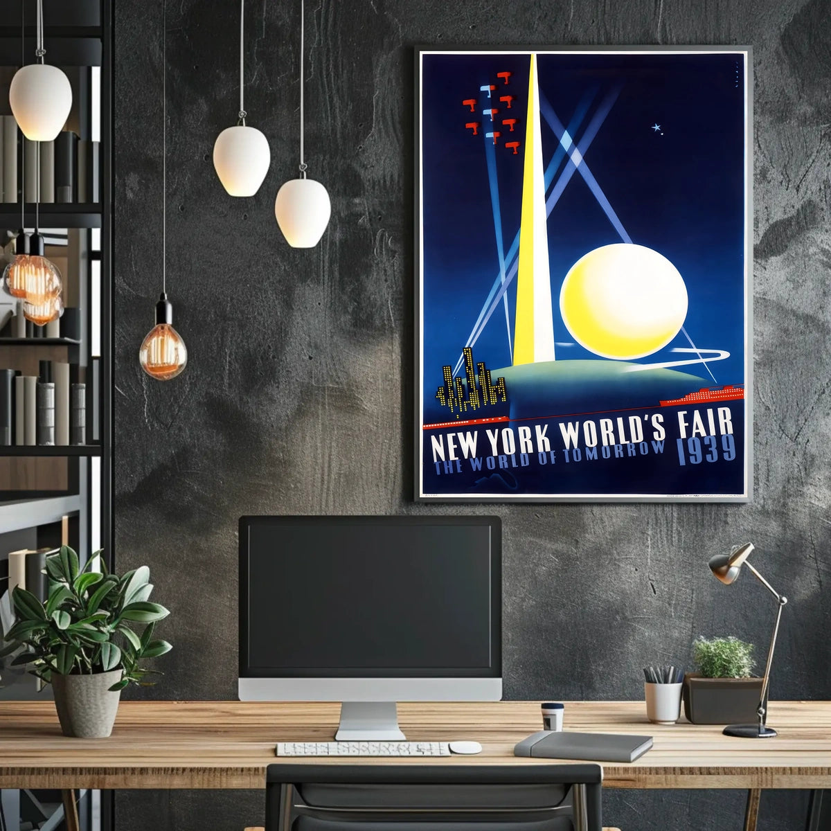 New York Worlds Fair Cityscape Poster Retro Wall Art
