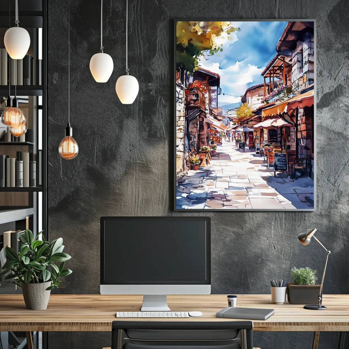 North Macedonia Skopje Old Bazaar Street Scene Poster