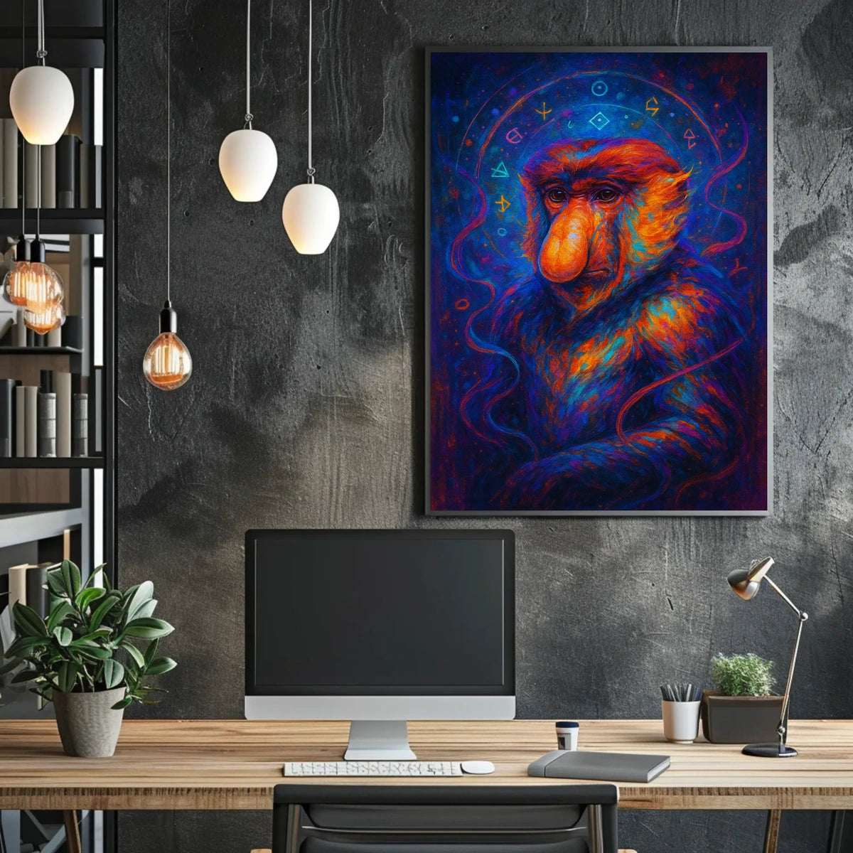 Cosmic Baboon Portrait Poster